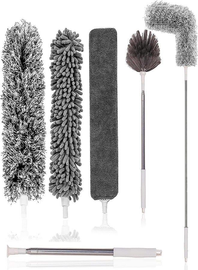 Microfiber Duster Kit for High Ceiling (8pcs), Extendable Dusters for Cleaning with 100" Extension Pole, Long Feather Duster for Fan/Car, House Cleaning Tool Kit by Phueut